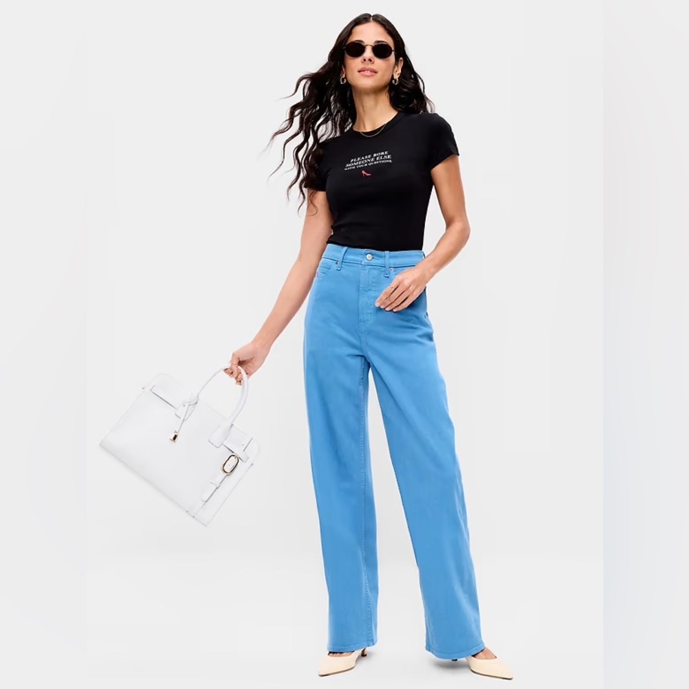 NWT! Old Navy x The Devil Wears Prada Extra High-Waisted Cerulean Wide-Leg Jean🖤